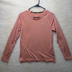 Nike Dri Fit Breathe Tailwind Running Womens Long Sleeve Pink Small